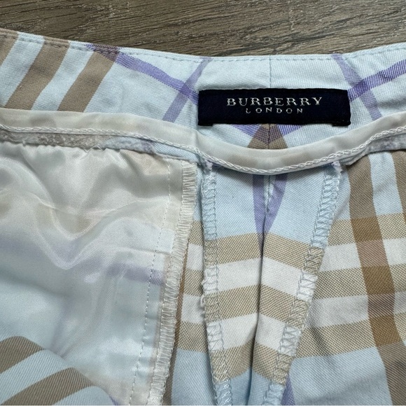 Burberry Plaid Shorts Blue & Brown Size 8 Y2K - Picture 5 of 7